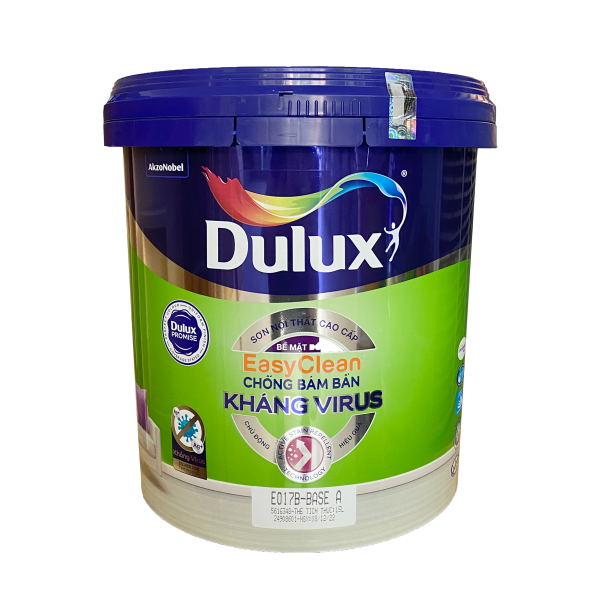 Sơn nội thất Dulux EasyClean Chống Bám Bẩn Kháng Virus - Bóng E017B - 15L